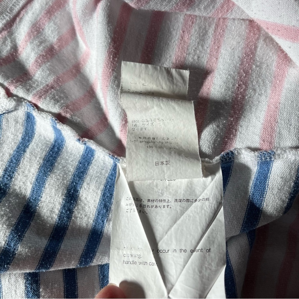 SACAI LUCK sz 3 M Mini Dress Blue White Stripe Pink Stripe Back Cotton - Picture 4 of 8